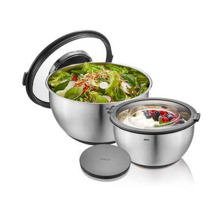 Set of 2 Bowls with Splash Guard Lid - Muovo