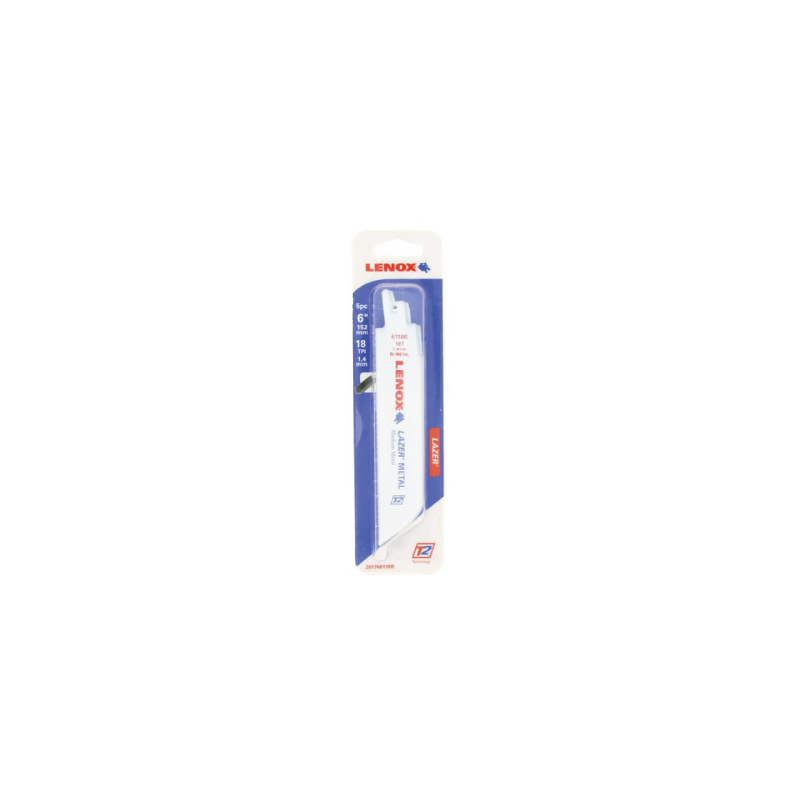 Lâminas de Serra Lazer Bi-Metal Reciprocating 18TPI 152X25X1.07 - Pack de 5 LENOX Lâminas de Serra Lazer Bi-Metal Reciprocating 18TPI 152X25X1.07 - Pack de 5 LENOX