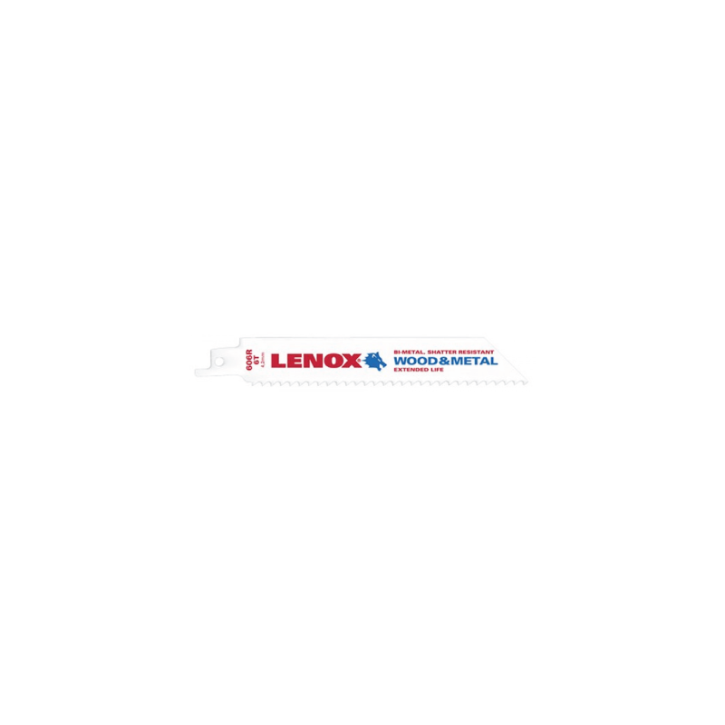 Lâmina de Serra Bi-Metal Reciprocrating de Madeira 606R 152X19X0.9 6TPI - Pack de 5 LENOX