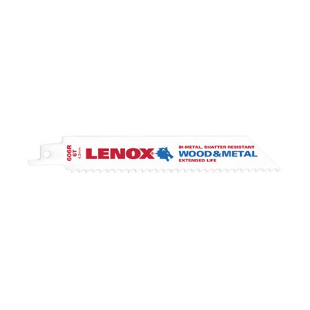 Lâmina de Serra Bi-Metal Reciprocrating de Madeira 606R 152X19X0.9 6TPI - Pack de 5 LENOX