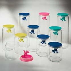 Kitchen Box with Hermetic Lid Blue 700ml - Gianni a little man holding on tight