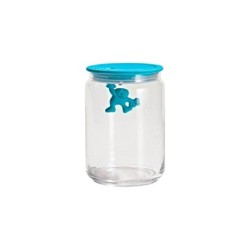 Kitchen Box with Hermetic Lid Blue 900ml - Gianni a little man holding on tight