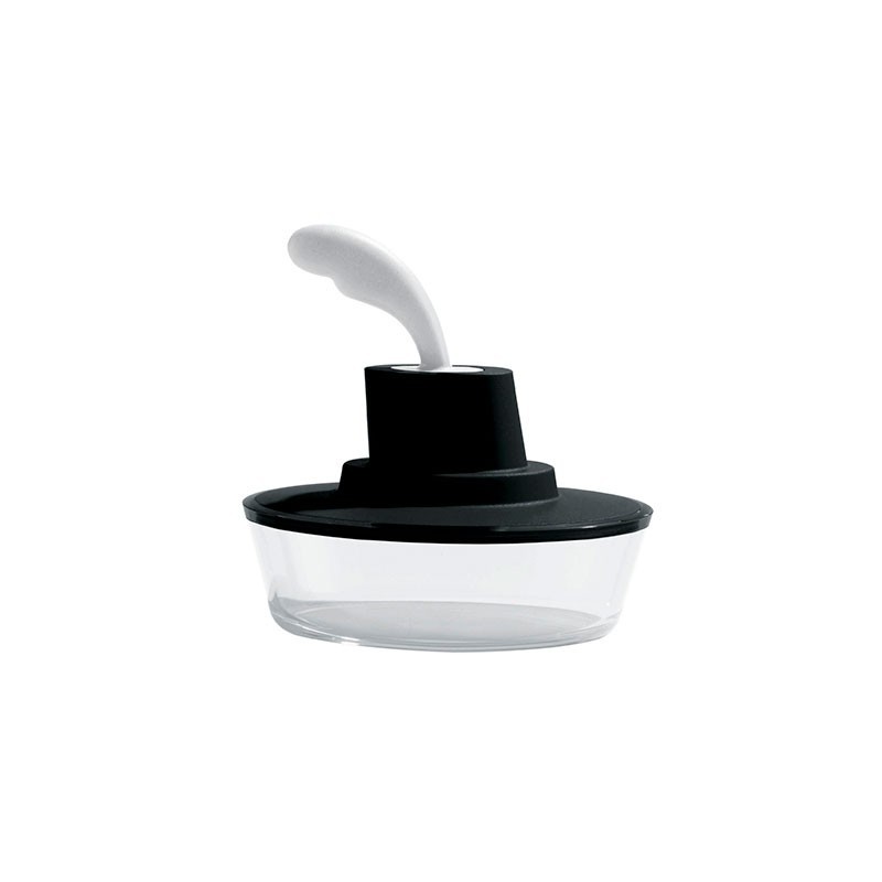 Container with Small Spatula Black - Ship Shape