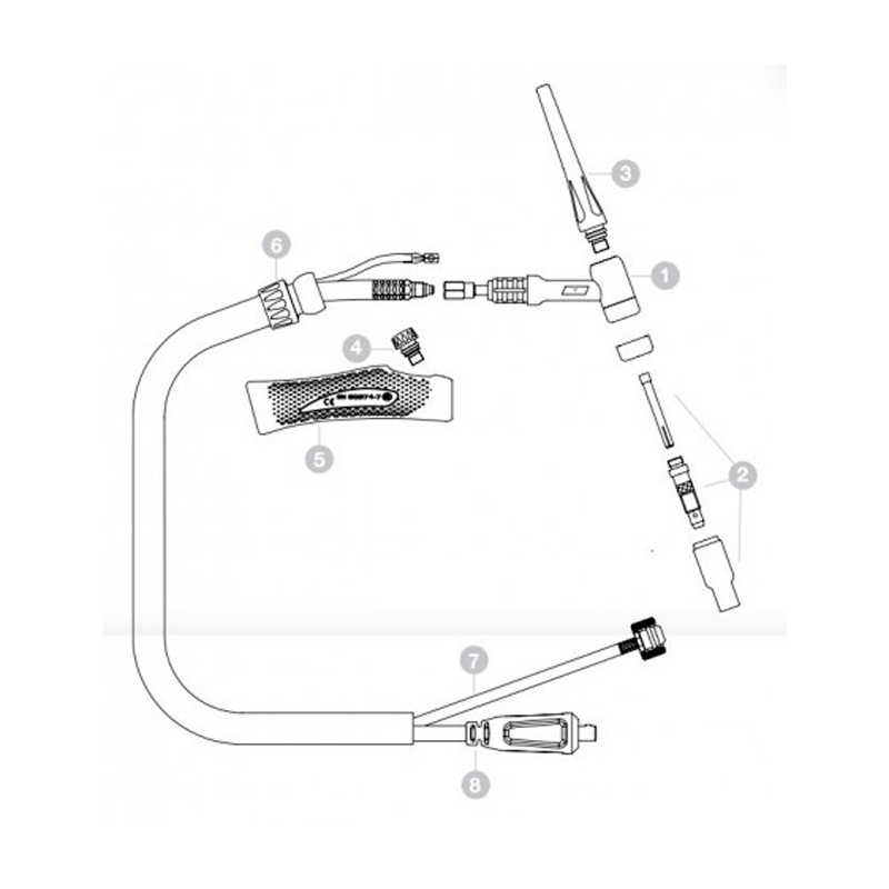 Antorcha TIG SR-17V 150A - 35%, Dinse 10-25 mm SOLTER Antorcha TIG SR-17V 150A - 35%, Dinse 10-25 mm SOLTER