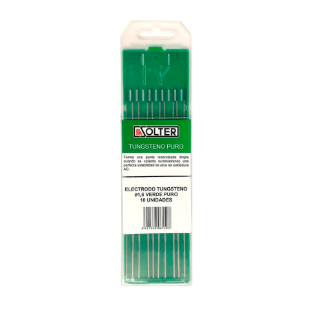 Electrodo de wolframio D1,6 Verde 10 uds. SOLTER