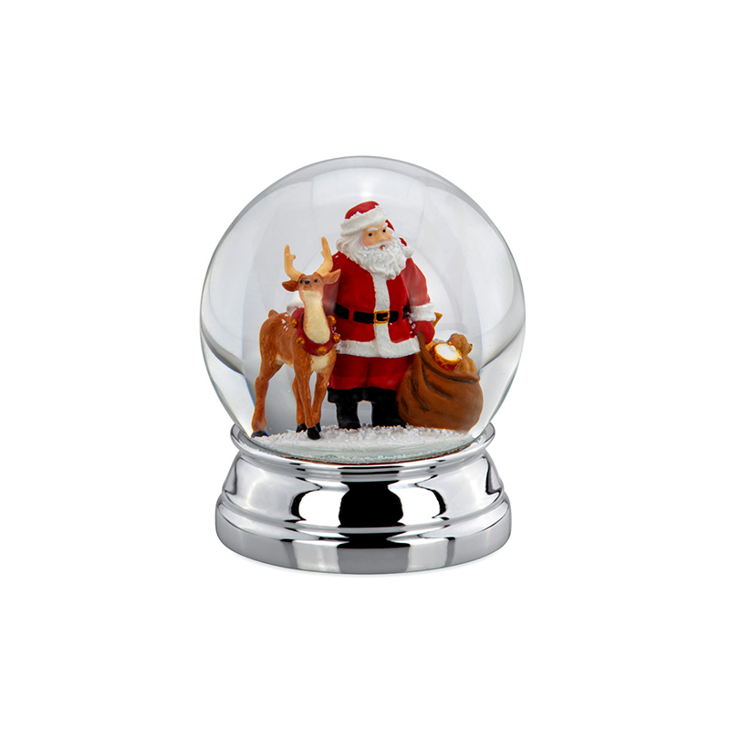Globo de Neve Pai Natal com Rena 12cm