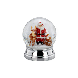 Globo de Neve Pai Natal com Rena 12cm