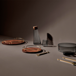 VITTA TRAY WALNUT/GOLD, Ø26XH4,5 CM