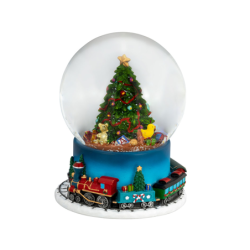 Music Box Snow Globe Xmas-Tree with Train