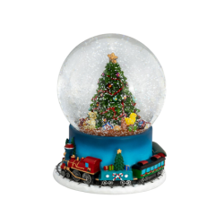 Music Box Snow Globe Xmas-Tree with Train