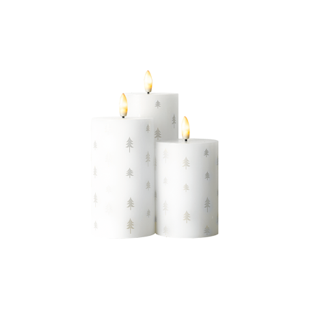 Juego de 3 Velas Led Recargables Blanco y Plateado - Sille