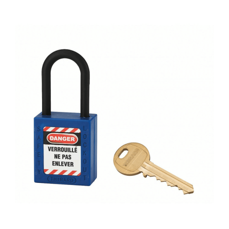Cadeado de Bloqueio Aro em Nylon Azul 38x6mm THIRARD