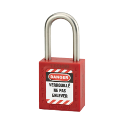 CANDADO BLOQ.A. INOX. 38MM D.6MM KD-ROJO