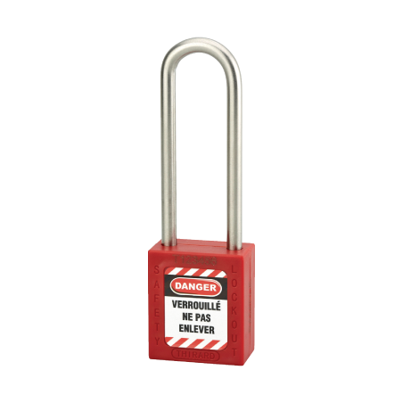 Cadeado com Arco em Aço Inox Alto 76mm Vermelho THIRARD