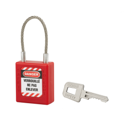 Cadeado de Bloqueio 40mm Cabo de Aço Ø3X90mm 1 chave THIRARD
