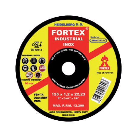 Disco de Corte Aço Inoxidável HD Extra Fino 125 x 1 x 22 mm FORTEX