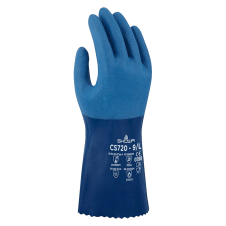 Luva Química Nylon Revestimento Duplo Nitrilo 300 mm CS720 SHOWA Tamanho XL