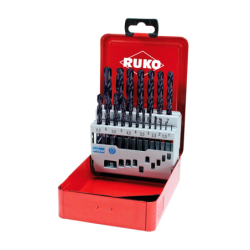 RUKO Set Of 19 Spiral Bits DIN 338 Type VA, HSSE-Co8 TiAlN