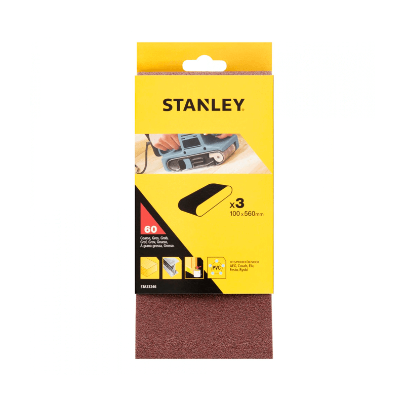 STANLEY 3 Sanding Belts 100x560mm