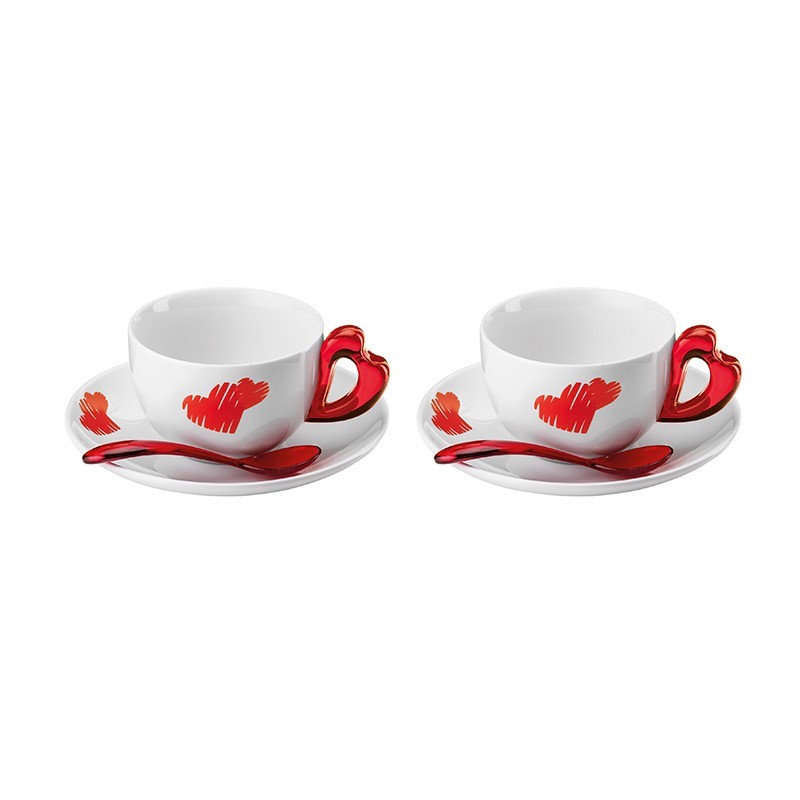 Set of 2 Cuppuccino Cups Red - Love