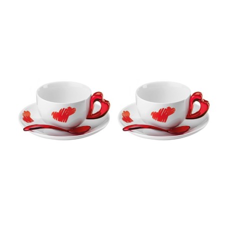 Set of 2 Cuppuccino Cups Red - Love