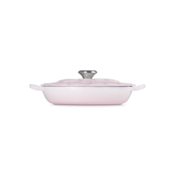 Cast Iron Petal Shallow Casserole Shell Pink 26cm