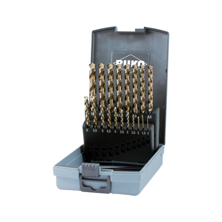 RUKO Helical Drill Set 25PCS. DIN 338 TI