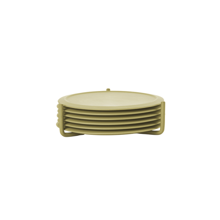 Coasters with Holder 6Un Leek Green - Singles
