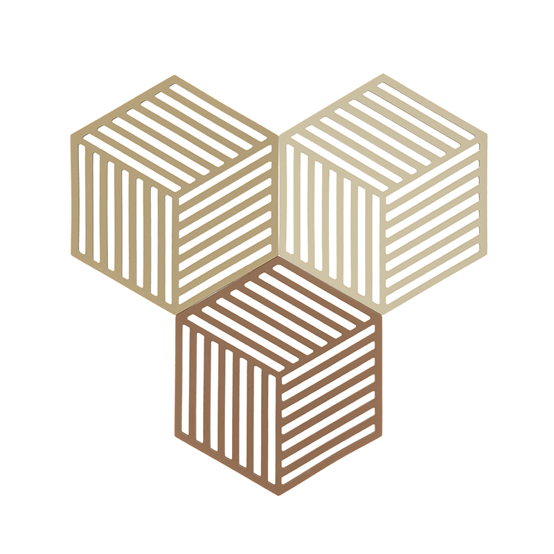 Conj. 3 Bases para Quentes Caqui, Areia e Amêndoa - Hexagon