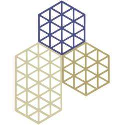 Set of 3 Trivet Khaki, Warm Sand and Indigo - Hexagon