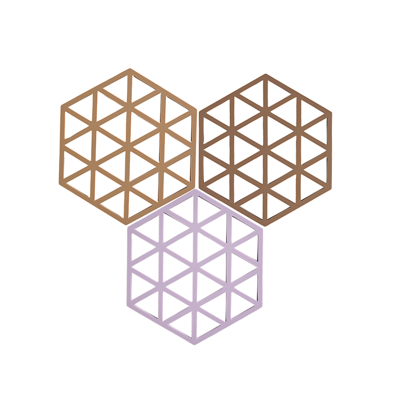 Conj. 3 Bases para Quentes Terracota, Lavanda e Amêndoa - Hexagon