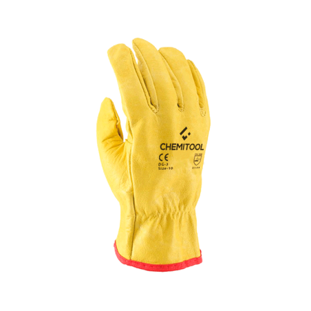 CHEMITOOL Yellow Leather Driver Glove Size 10