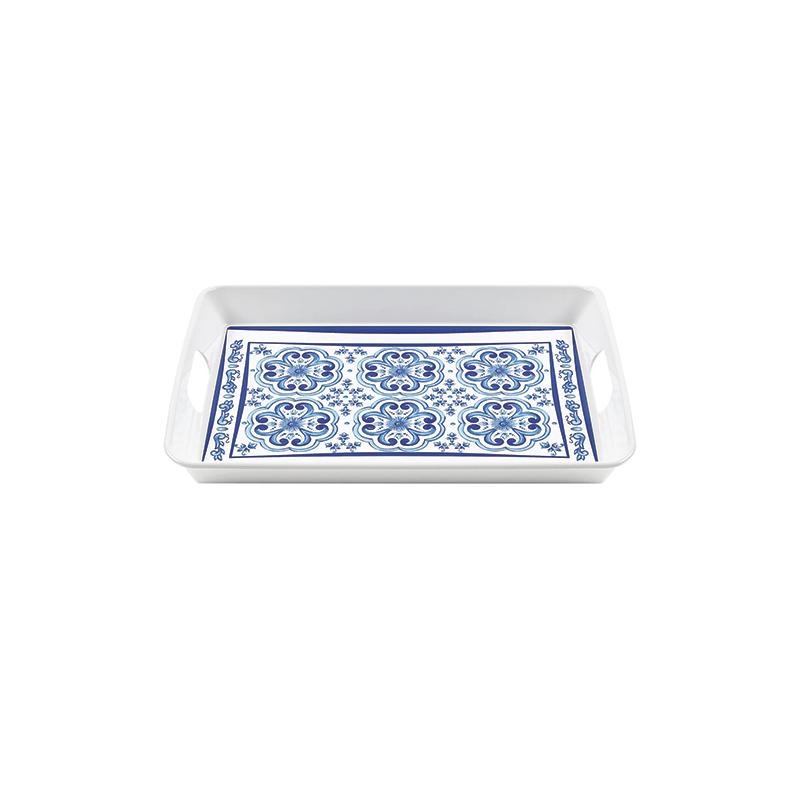 Rectangular Tray with Handle - Blues