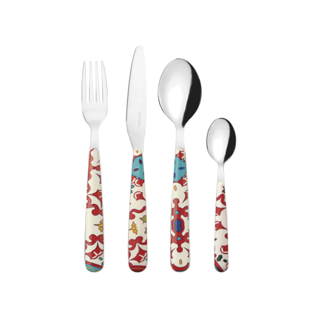 24-Piece Cutlery Set Clear Red - Flower&Lemón