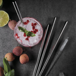 Set of 4 Stainless Steel Straws 18cm - Future