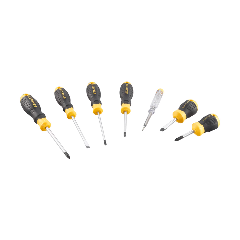 Set of 7 CUSHION GRIP™ Phillips Extended Screwdrivers with Voltage Tester STANLEY