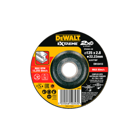 25 Discos De Corte Cóncavo Extreme Para Aço Inox DeWalt 125mmx2.8mm
