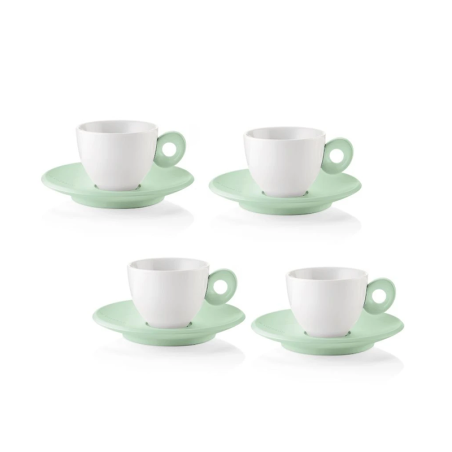 Set of 4 Espresso Cups and Saucers Green - Everyday