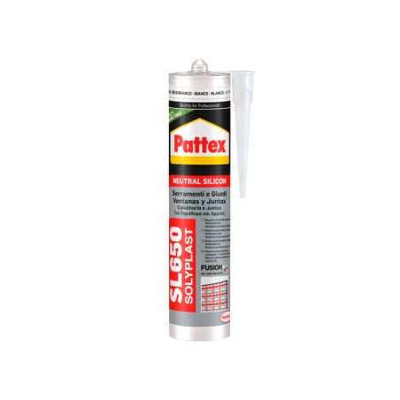 Silicone Caixilharia e Construção SL650 Fusion, Branco R9016, 300ml PATTEX