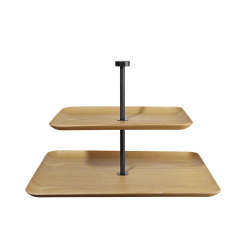 2-Tier Étagere Rectangular 36x28cm - Wood