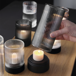 Glass Lantern with Base Transparent Ø7cm - Juna