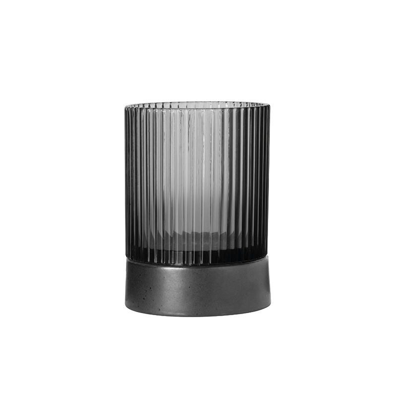 Glass Lantern with Base Grey Ø7cm - Juna