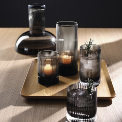 Glass Lantern with Base Grey Ø7cm - Juna