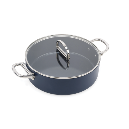 Folding Handle Shallow Casserole with Lid 28cm Blue - Space