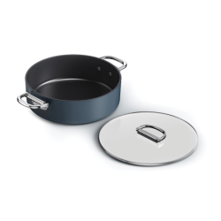Folding Handle Shallow Casserole with Lid 28cm Blue - Space