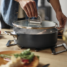 Folding Handle Shallow Casserole with Lid 28cm Blue - Space