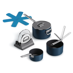 Non-Stick 3-piece Saucepan Set Blue - Space