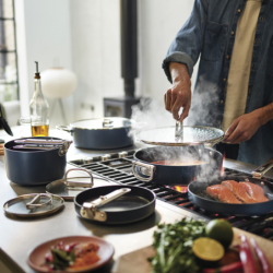 Folding Handle Sauté Pan with Lid 28cm Blue - Space