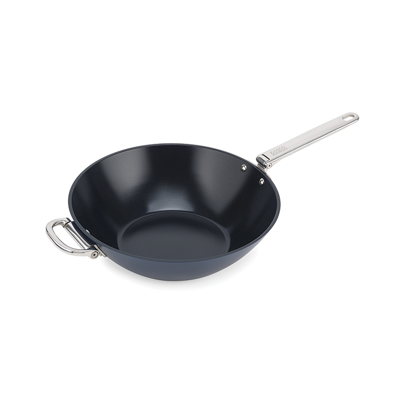 Folding Handle Wok with Lid 32cm Blue - Space
