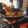 Folding Handle Wok with Lid 32cm Blue - Space